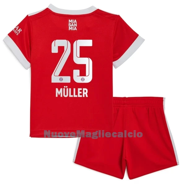 Completo calcio FC Bayern Monaco Müller 25 Bambino Primo 2022-23