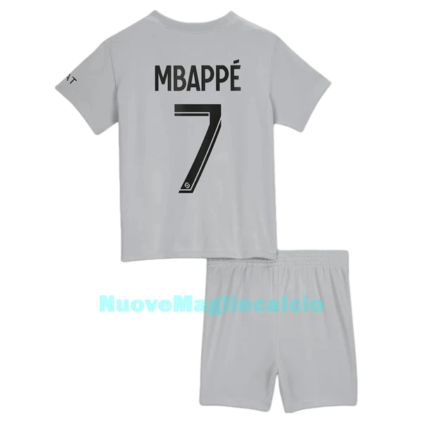Completo calcio Paris Saint-Germain Mbappé 7 Bambino Secondo 2022-23