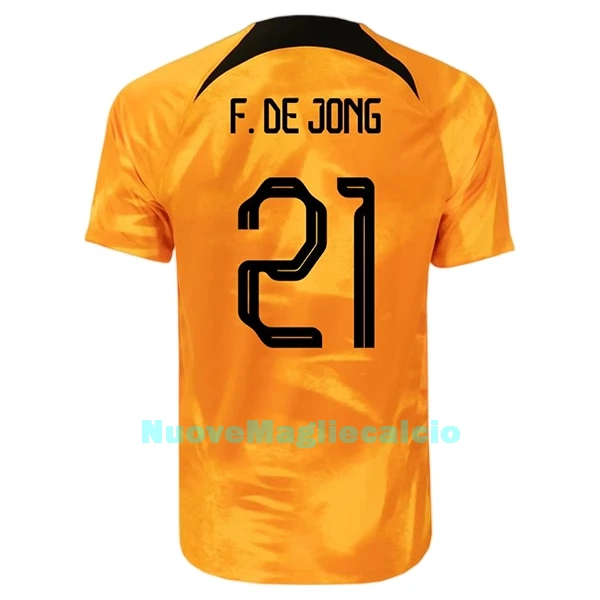 Maglia Olanda Frenkie de Jong 21 Uomo Primo Mondiali 2022