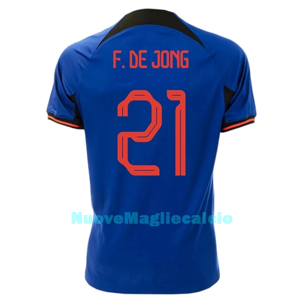 Maglia Olanda Frenkie de Jong 21 Uomo Secondo Mondiali 2022