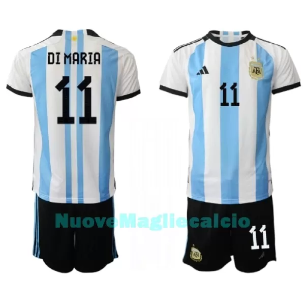 Completo calcio Argentina Angel Di Maria 11 Bambino Primo Mondiali 2022