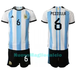 Completo calcio Argentina German Pezzella 6 Bambino Primo Mondiali 2022 Completo calcio Argentina German Pezzella 6 Bambino Primo Mondiali 2022