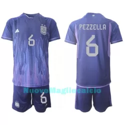 Completo calcio Argentina German Pezzella 6 Bambino Secondo Mondiali 2022 Completo calcio Argentina German Pezzella 6 Bambino Secondo Mondiali 2022