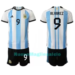 Completo calcio Argentina Julian Alvarez 9 Bambino Primo Mondiali 2022 Completo calcio Argentina Julian Alvarez 9 Bambino Primo Mondiali 2022