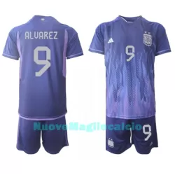 Completo calcio Argentina Julian Alvarez 9 Bambino Secondo Mondiali 2022 Completo calcio Argentina Julian Alvarez 9 Bambino Secondo Mondiali 2022