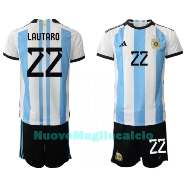Completo calcio Argentina Lautaro Martinez 22 Bambino Primo Mondiali 2022