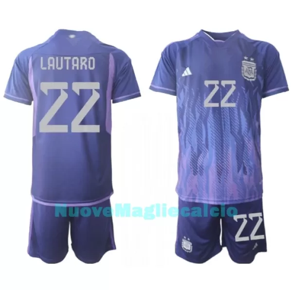 Completo calcio Argentina Lautaro Martinez 22 Bambino Secondo Mondiali 2022