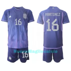 Completo calcio Argentina Lisandro Martinez 16 Bambino Secondo Mondiali 2022 Completo calcio Argentina Lisandro Martinez 16 Bambino Secondo Mondiali 2022
