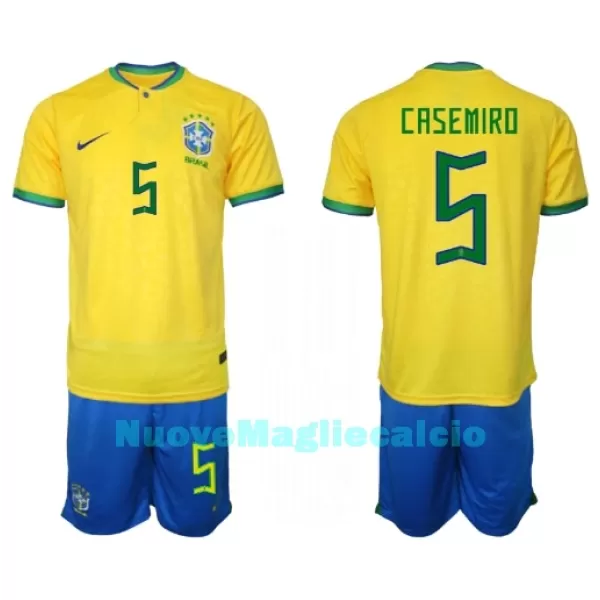 Completo calcio Brasile Casemiro 5 Bambino Primo Mondiali 2022
