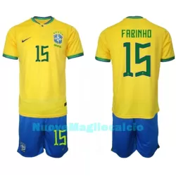 Completo calcio Brasile Fabinho 15 Bambino Primo Mondiali 2022 Completo calcio Brasile Fabinho 15 Bambino Primo Mondiali 2022