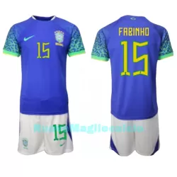 Completo calcio Brasile Fabinho 15 Bambino Secondo Mondiali 2022 Completo calcio Brasile Fabinho 15 Bambino Secondo Mondiali 2022