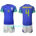 Completo calcio Brasile Marquinhos 4 Bambino Secondo Mondiali 2022