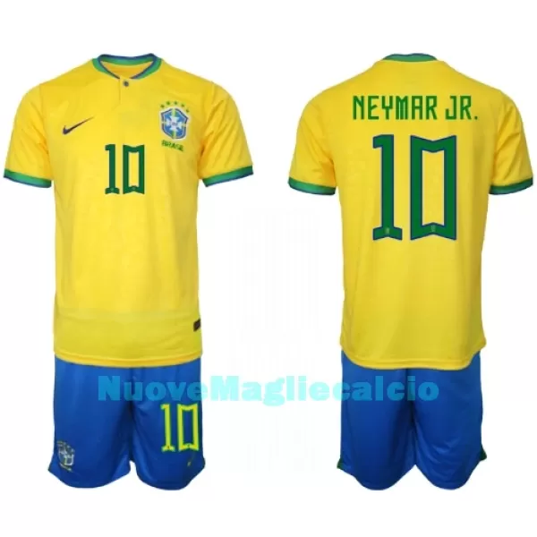 Completo calcio Brasile Neymar Jr 10 Bambino Primo Mondiali 2022