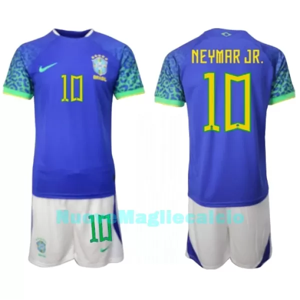 Completo calcio Brasile Neymar Jr 10 Bambino Secondo Mondiali 2022