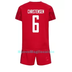 Completo calcio Danimarca Andreas Christensen 6 Bambino Primo Mondiali 2022 Completo calcio Danimarca Andreas Christensen 6 Bambino Primo Mondiali 2022