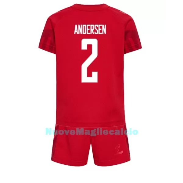Completo calcio Danimarca Joachim Andersen 2 Bambino Primo Mondiali 2022
