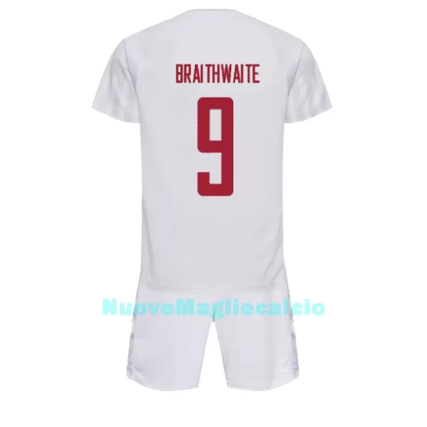 Completo calcio Danimarca Martin Braithwaite 9 Bambino Secondo Mondiali 2022