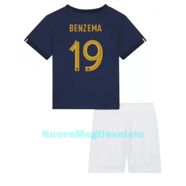Completo calcio Francia Karim Benzema 19 Bambino Primo Mondiali 2022