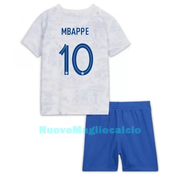 Completo calcio Francia Kylian Mbappé 10 Bambino Secondo Mondiali 2022