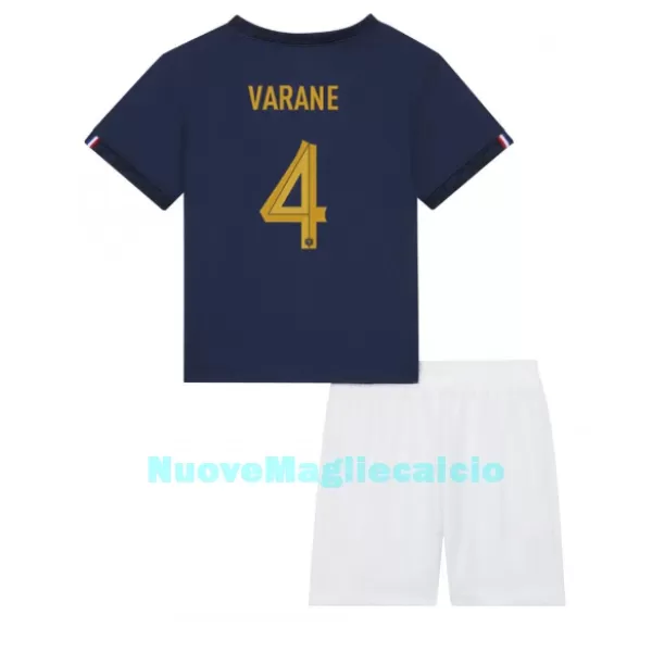 Completo calcio Francia Raphael Varane 4 Bambino Primo Mondiali 2022