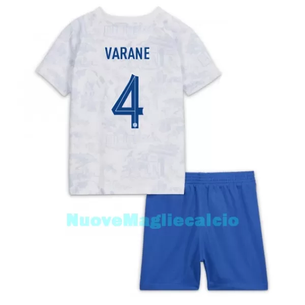 Completo calcio Francia Raphael Varane 4 Bambino Secondo Mondiali 2022