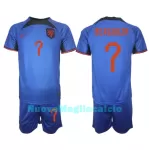 Completo calcio Olanda Steven Bergwijn 7 Bambino Secondo Mondiali 2022