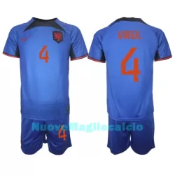 Completo calcio Olanda Virgil van Dijk 4 Bambino Secondo Mondiali 2022 Completo calcio Olanda Virgil van Dijk 4 Bambino Secondo Mondiali 2022