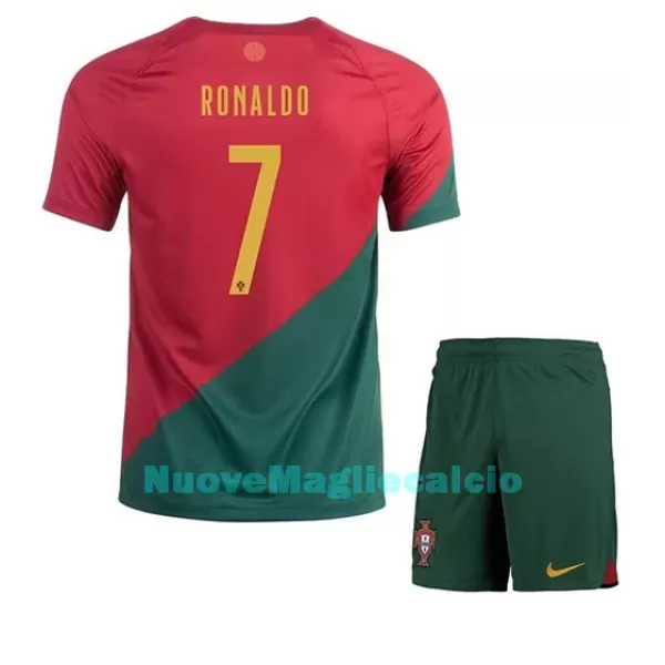 Completo calcio Portogallo Cristiano Ronaldo 7 Bambino Primo Mondiali 2022