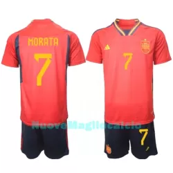 Completo calcio Spagna Alvaro Morata 7 Bambino Primo Mondiali 2022 Completo calcio Spagna Alvaro Morata 7 Bambino Primo Mondiali 2022