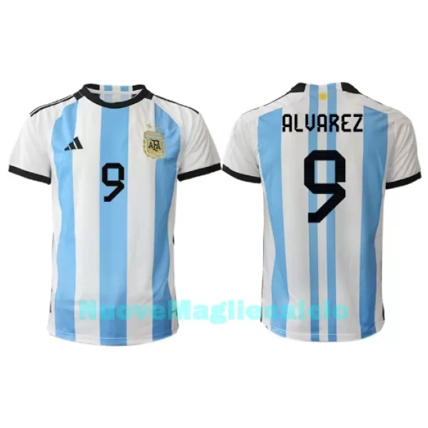 Maglia Argentina Julian Alvarez 9 Uomo Primo Mondiali 2022