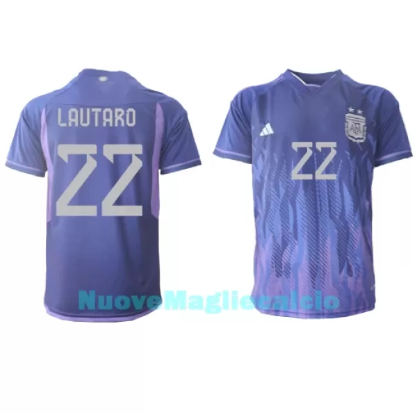 Maglia Argentina Lautaro Martinez 22 Uomo Secondo Mondiali 2022