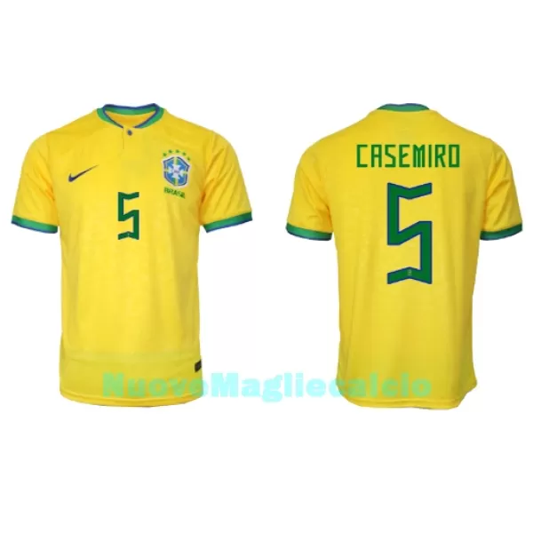 Maglia Brasile Casemiro 5 Uomo Primo Mondiali 2022