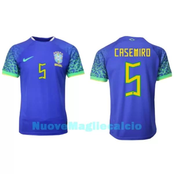 Maglia Brasile Casemiro 5 Uomo Secondo Mondiali 2022