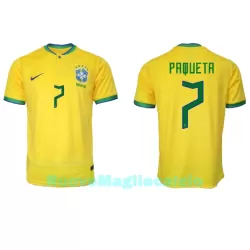 Maglia Brasile Lucas Paqueta 7 Uomo Primo Mondiali 2022 Maglia Brasile Lucas Paqueta 7 Uomo Primo Mondiali 2022