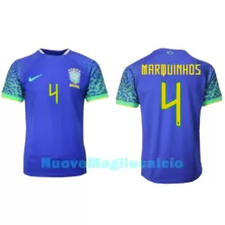 Maglia Brasile Marquinhos 4 Uomo Secondo Mondiali 2022 Maglia Brasile Marquinhos 4 Uomo Secondo Mondiali 2022