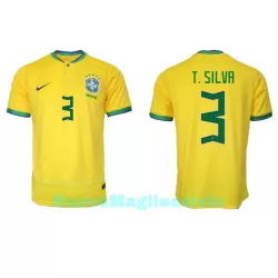 Maglia Brasile Thiago Silva 3 Uomo Primo Mondiali 2022 Maglia Brasile Thiago Silva 3 Uomo Primo Mondiali 2022