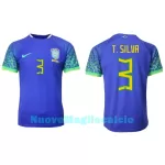 Maglia Brasile Thiago Silva 3 Uomo Secondo Mondiali 2022