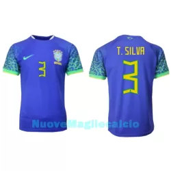 Maglia Brasile Thiago Silva 3 Uomo Secondo Mondiali 2022 Maglia Brasile Thiago Silva 3 Uomo Secondo Mondiali 2022
