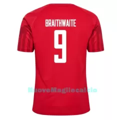 Maglia Danimarca Martin Braithwaite 9 Uomo Primo Mondiali 2022 Maglia Danimarca Martin Braithwaite 9 Uomo Primo Mondiali 2022