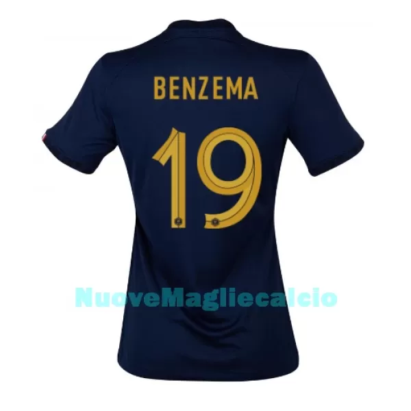 Maglia Francia Karim Benzema 19 Donna Primo Mondiali 2022