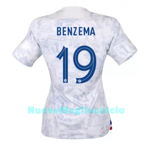 Maglia Francia Karim Benzema 19 Donna Secondo Mondiali 2022