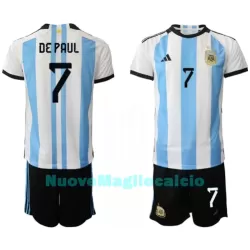 Completo calcio Argentina de Paul 7 Bambino Primo Mondiali 2022 Completo calcio Argentina de Paul 7 Bambino Primo Mondiali 2022