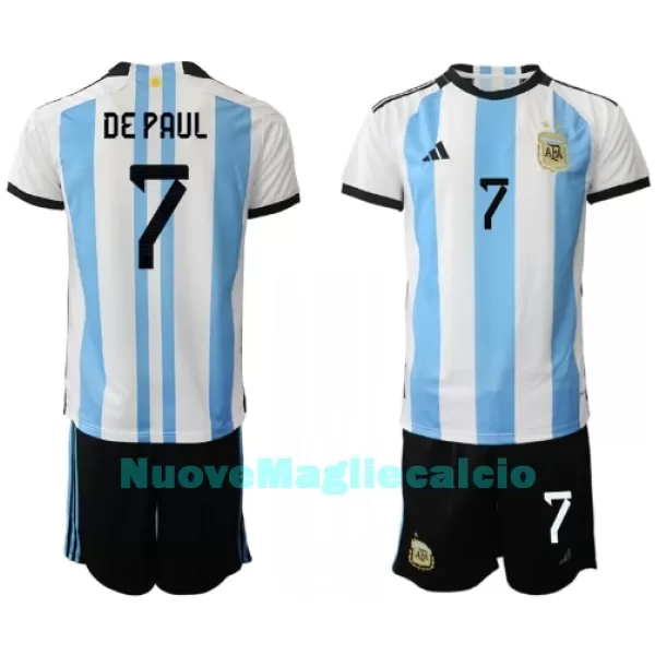 Completo calcio Argentina de Paul 7 Bambino Primo Mondiali 2022