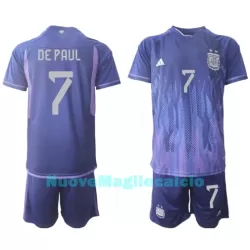 Completo calcio Argentina de Paul 7 Bambino Secondo Mondiali 2022 Completo calcio Argentina de Paul 7 Bambino Secondo Mondiali 2022