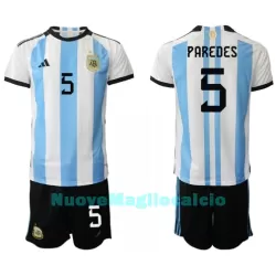 Completo calcio Argentina Leandro Paredes 5 Bambino Primo Mondiali 2022 Completo calcio Argentina Leandro Paredes 5 Bambino Primo Mondiali 2022