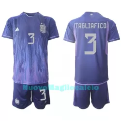 Completo calcio Argentina Nicolas Tagliafico 3 Bambino Secondo Mondiali 2022 Completo calcio Argentina Nicolas Tagliafico 3 Bambino Secondo Mondiali 2022