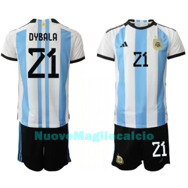 Completo calcio Argentina Paulo Dybala 21 Bambino Primo Mondiali 2022