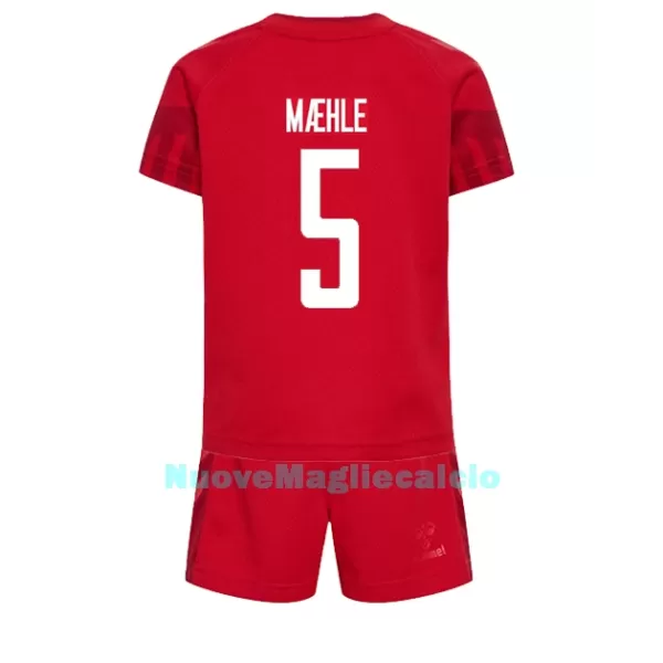 Completo calcio Danimarca Joakim Maehle 5 Bambino Primo Mondiali 2022