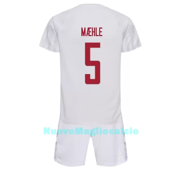 Completo calcio Danimarca Joakim Maehle 5 Bambino Secondo Mondiali 2022