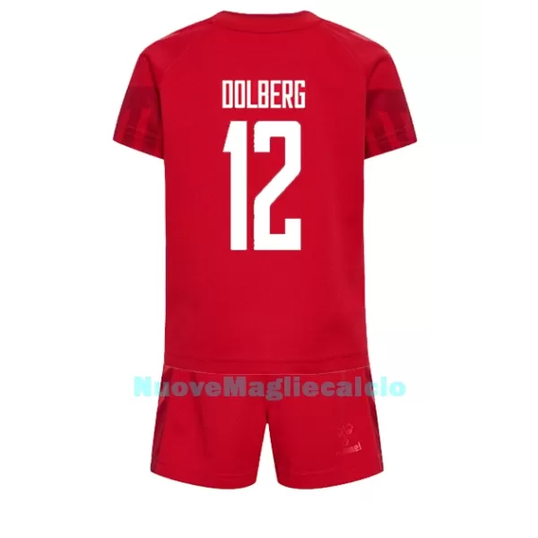 Completo calcio Danimarca Kasper Dolberg 12 Bambino Primo Mondiali 2022